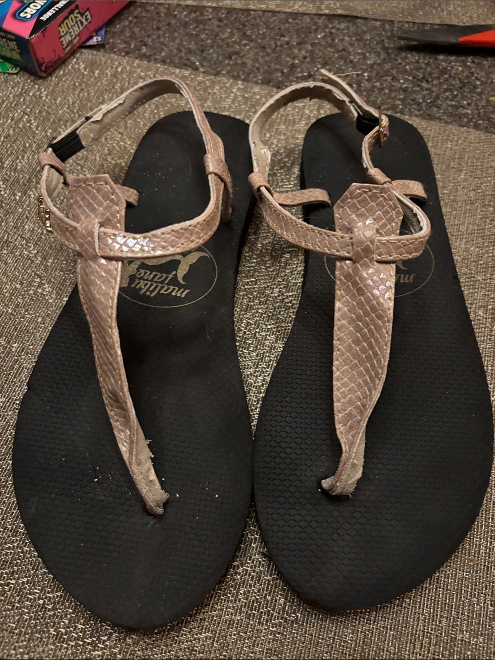 Mossimo Supply Co. Nude Snake-Embossed T-Strap Sandals